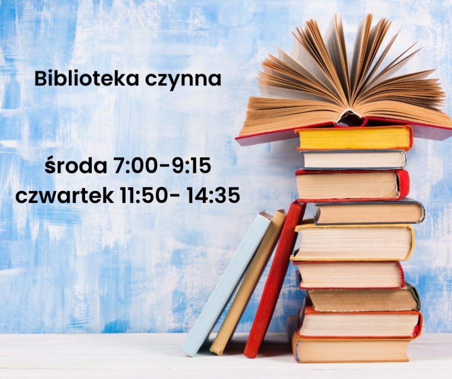 Godziny otwarcia biblioteki w roku szkolnym 2024/2025