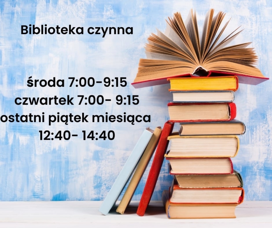 Godziny otwarcia biblioteki w roku szkolnym 2024/2025