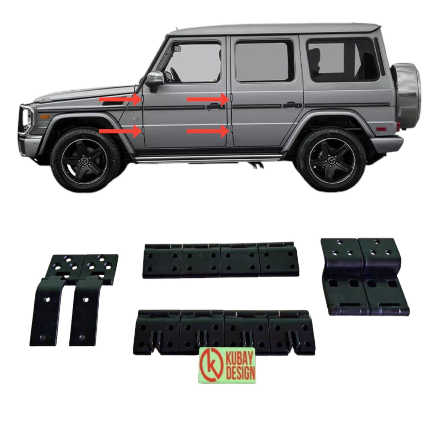 Stainless Steel Door and Hood Hinges Set for Mercedes-Benz G-Class W463